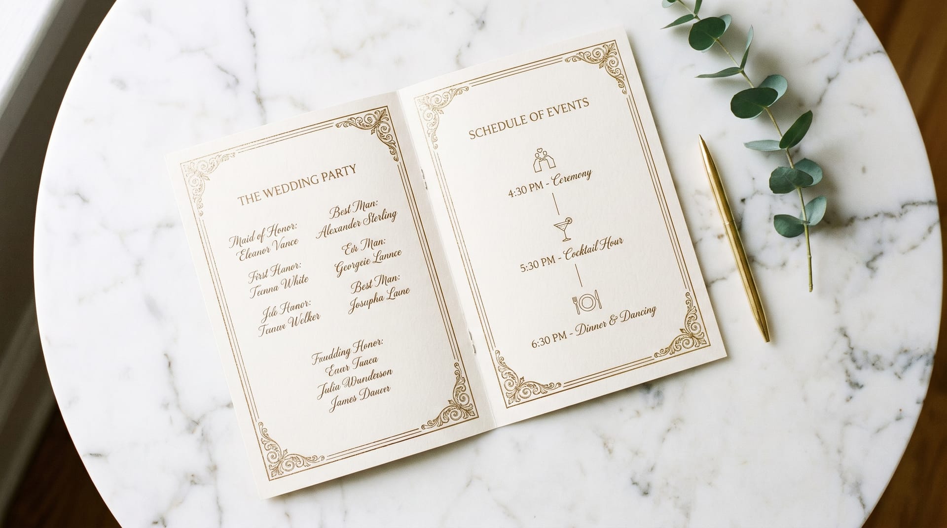 Event program layout example showing grid system and typography hierarchy