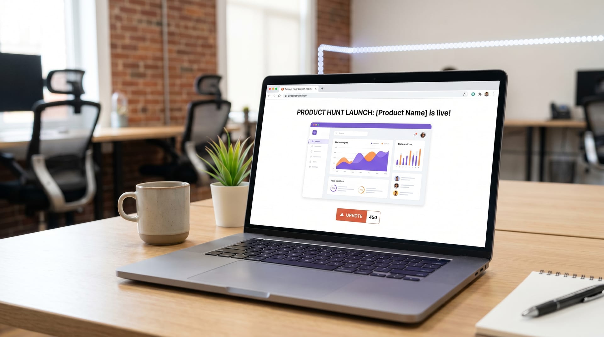 Product Hunt launch page with professional gallery images and screenshots