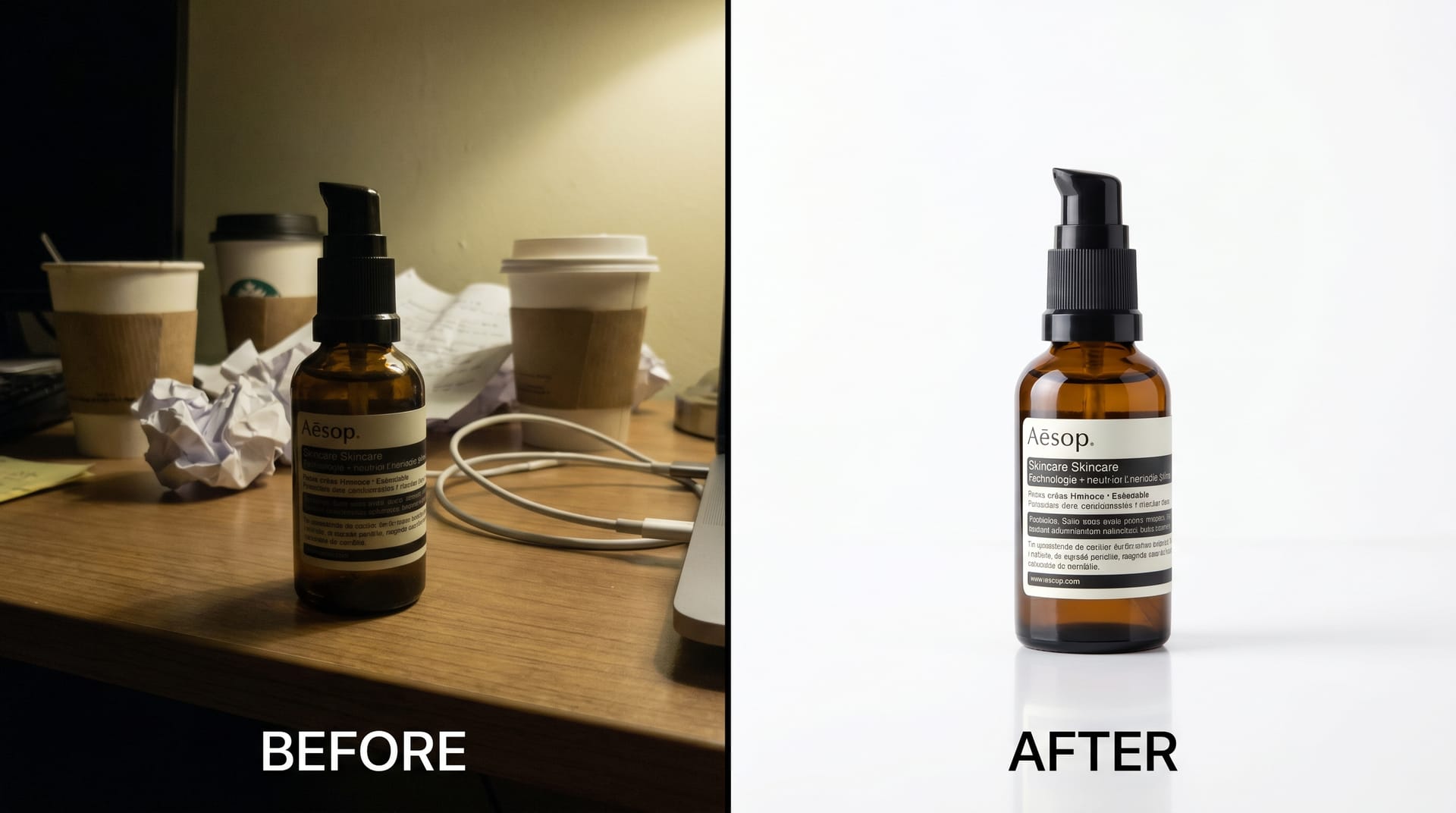 Product Photo Before and After AI Enhancement
