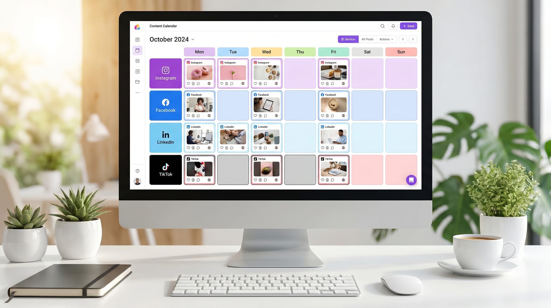 Social media calendar template display