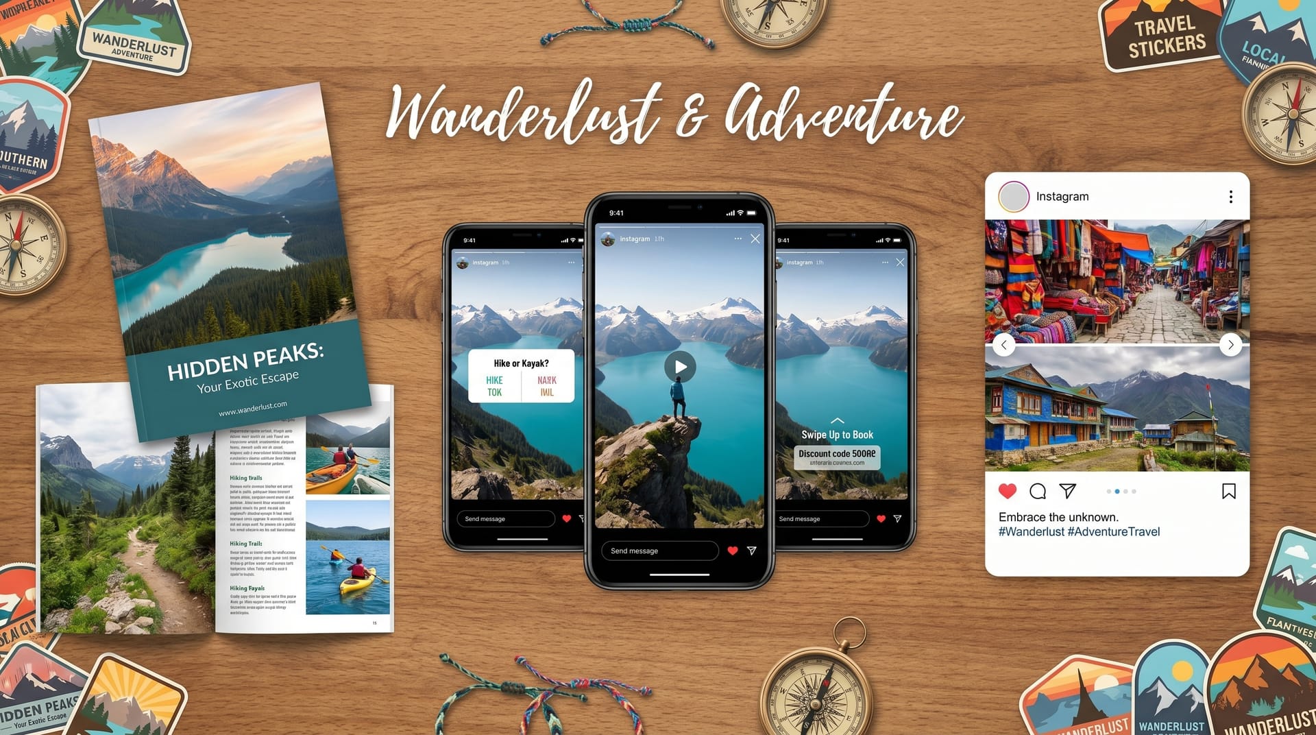 AI-generated destination marketing materials showing seasonal campaign visuals