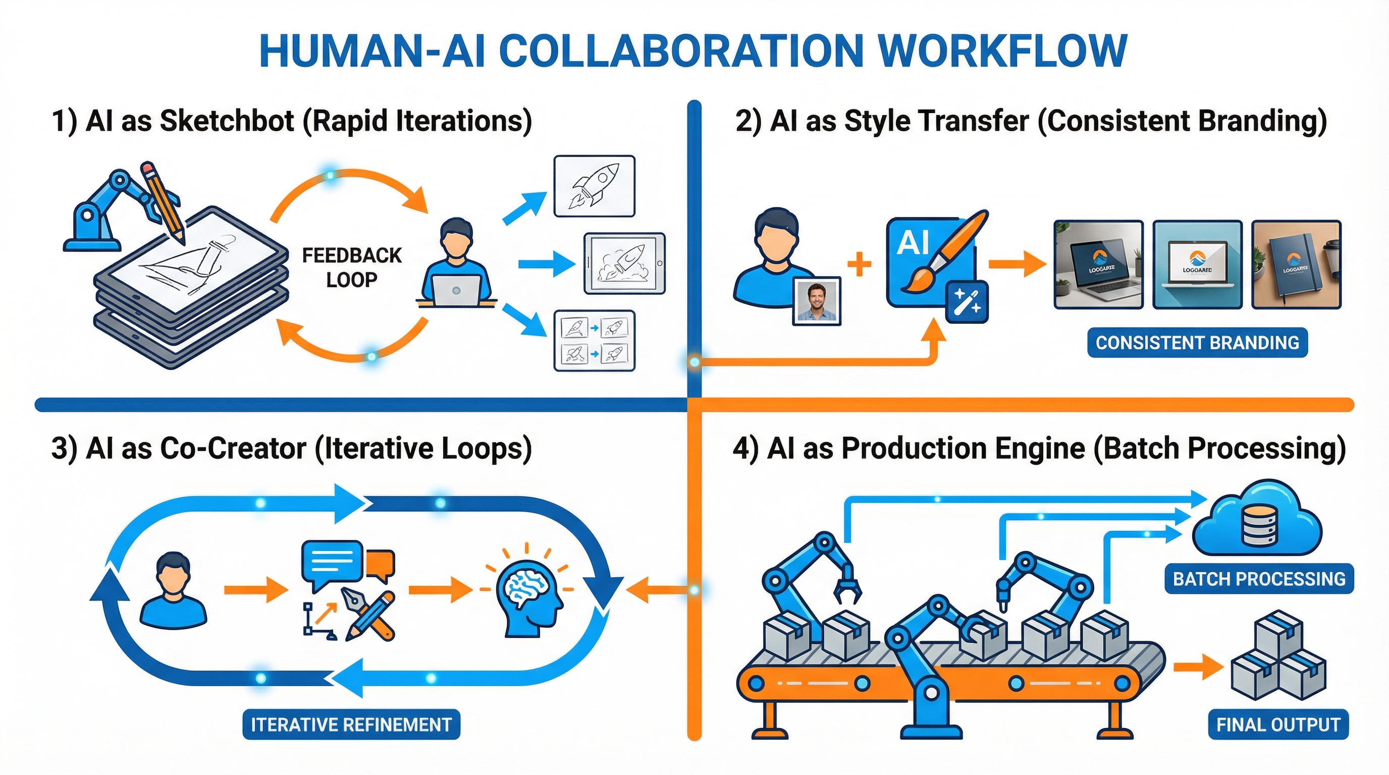 Four collaboration models between AI and human designers