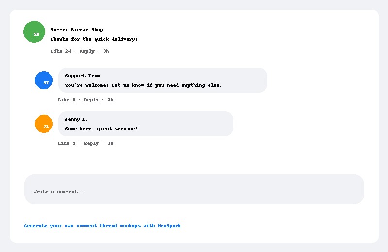 Example of a fake Facebook comment thread mockup