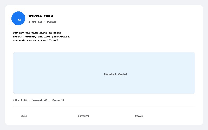Example of a fake Facebook post mockup