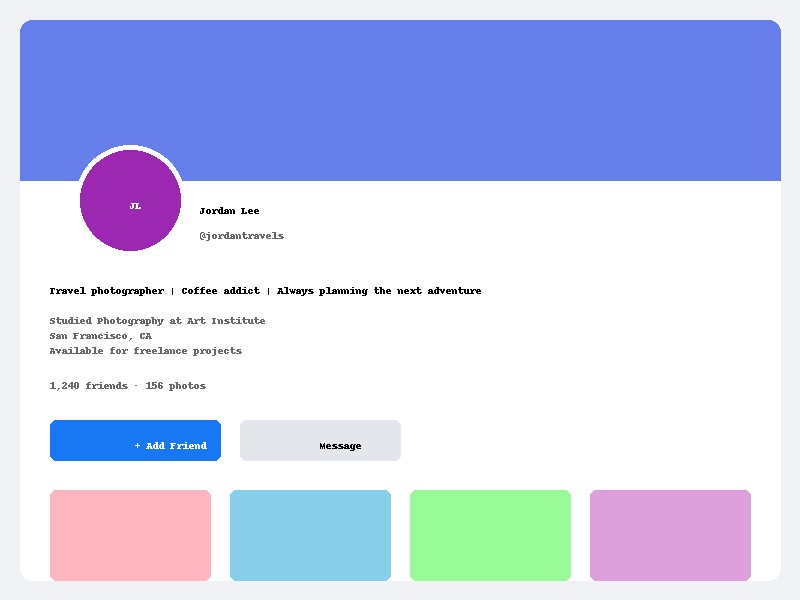 Example of a fake Facebook profile page mockup