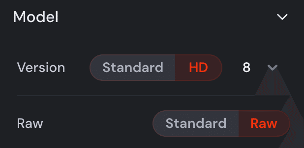 New --hd setting next to the Version selector