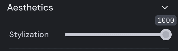 Personalization stylization slider at 1000