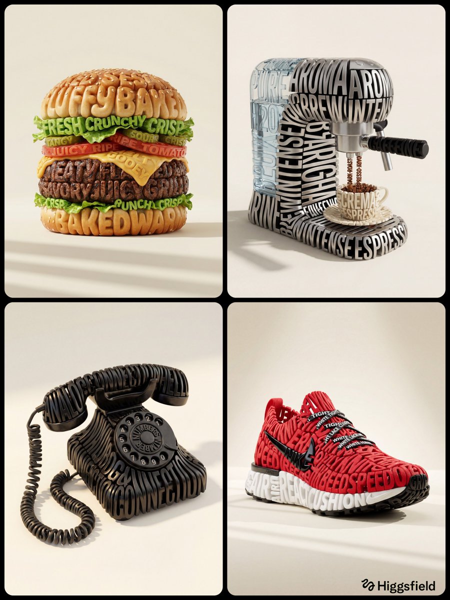 3D typographic sculpture built from interlocking words