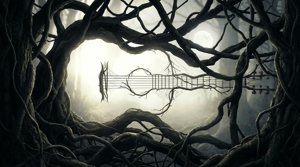 Artistic fusion of guitar with organic and mechanical elements by Nano Banana