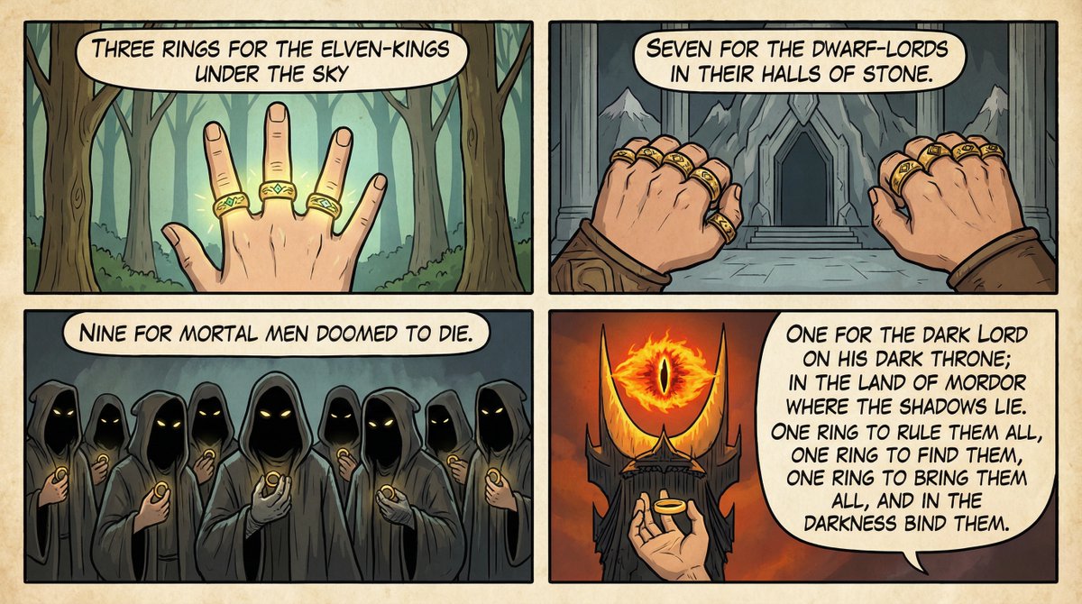 Cel-Shaded Comic Strip Prompt for LOTR Poem