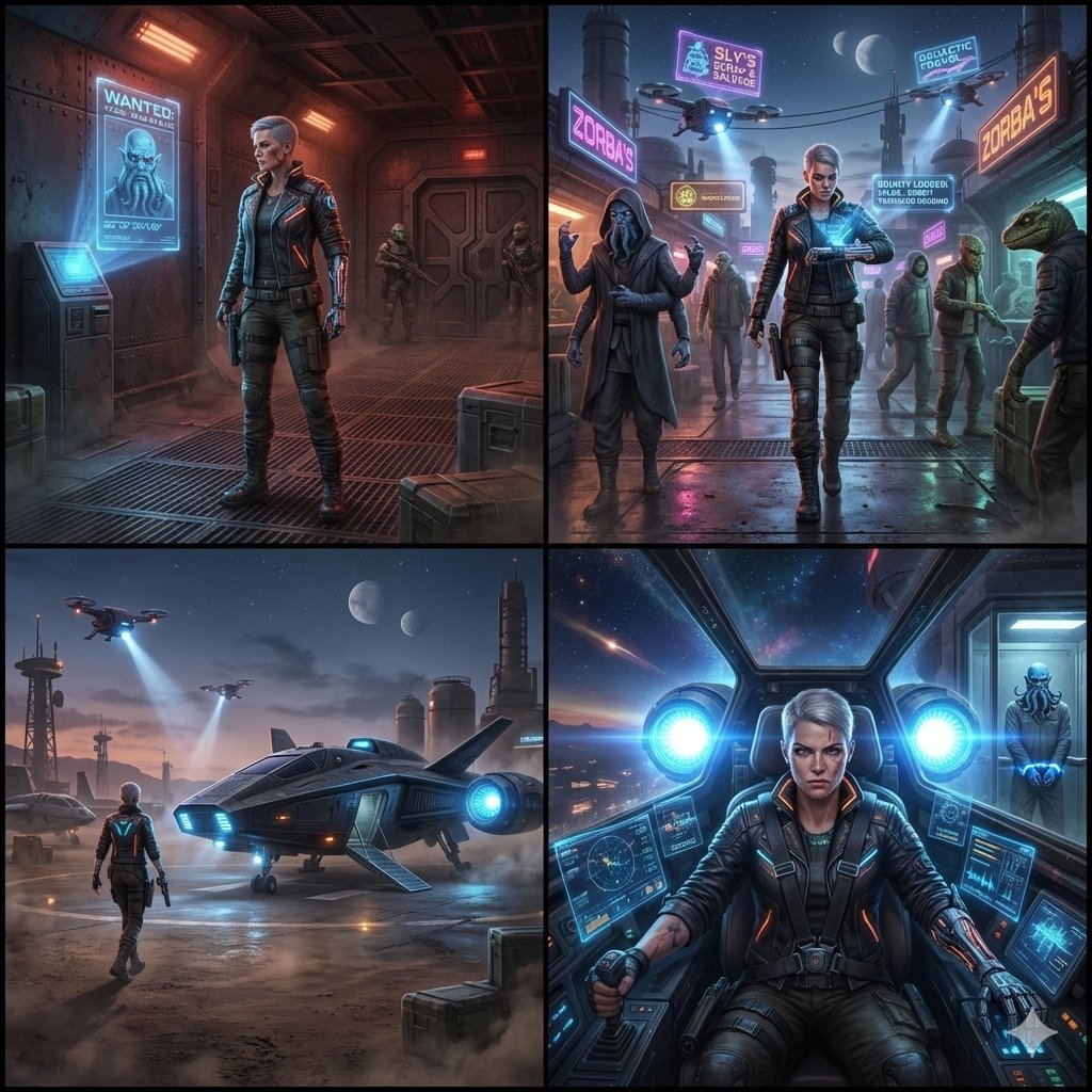 Sequential Sci-Fi Bounty Hunter Story Grid