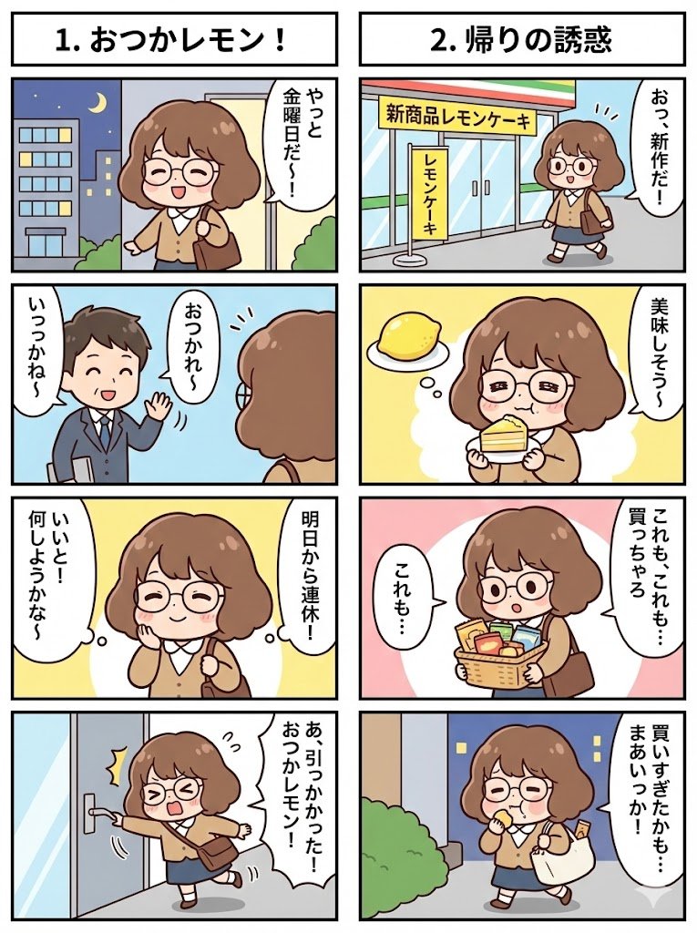 Connected series of four-panel manga strips