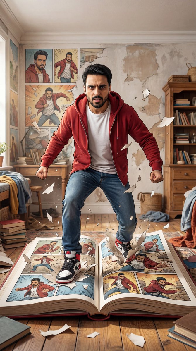 Character Breaking Out of a Comic Book