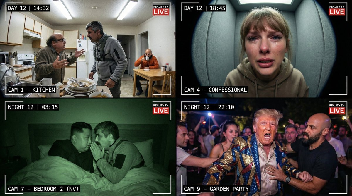 Raw Reality TV Broadcast Screenshots (2x2 Grid)