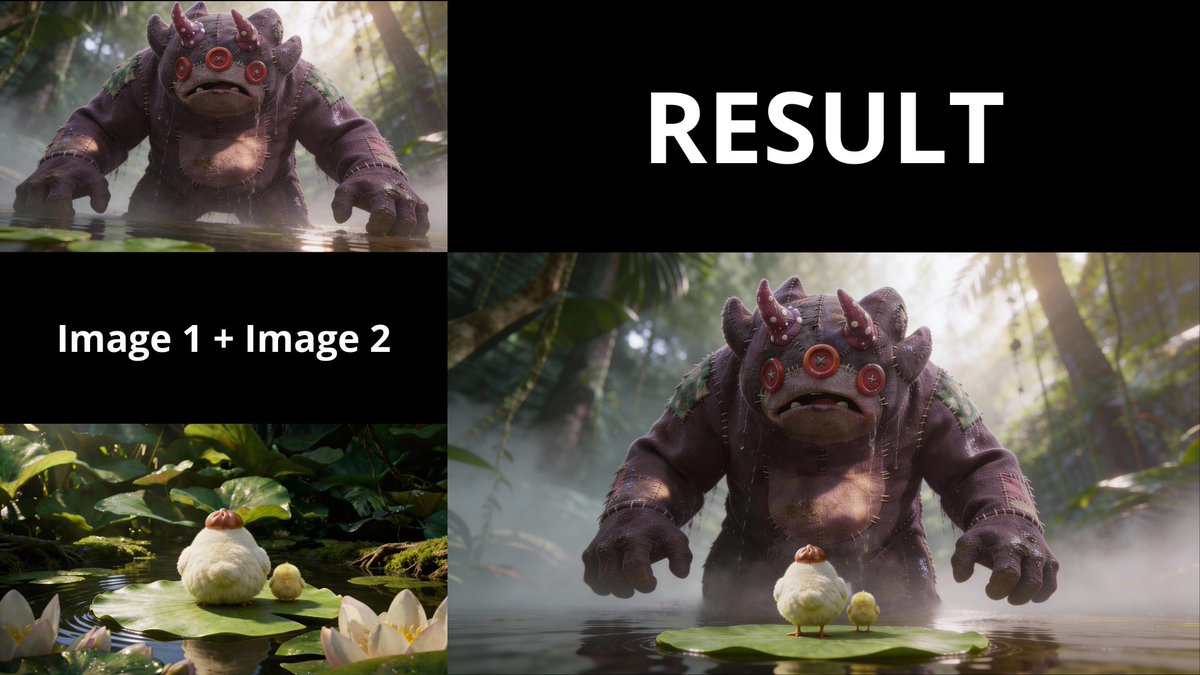 3D Animated Scene of Chicks and a Monster on Lily Pads