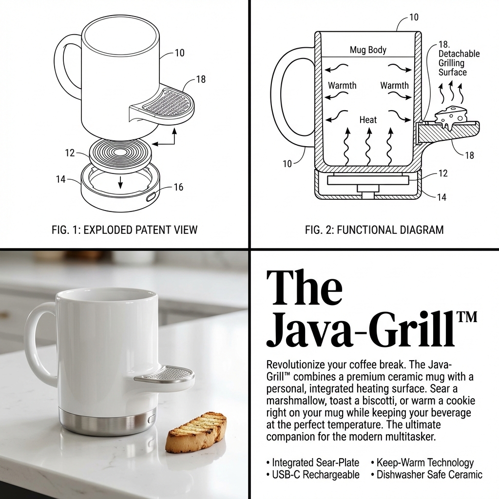 2x2 Grid Product Invention Visualization (Patent/Marketing) - 1