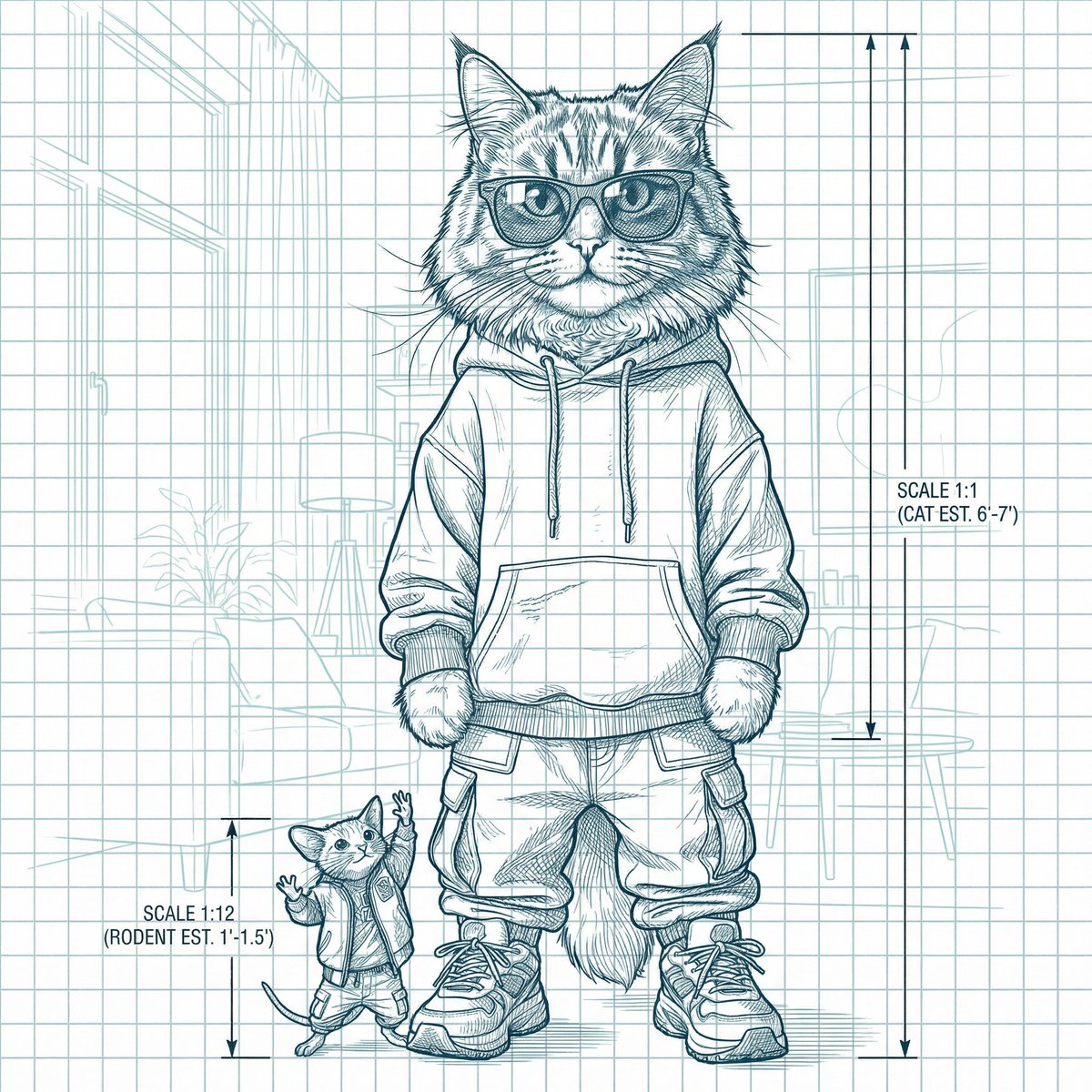 Blueprint-style technical schematic generation - 1