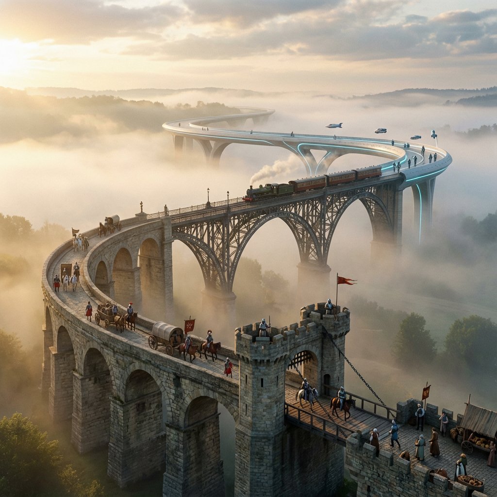 Evolutionary Bridge Cinematic Shot Prompt - 1