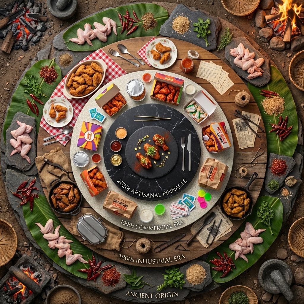 Food History Diorama in Mandala Format (Spicy Chicken Wings) - 1