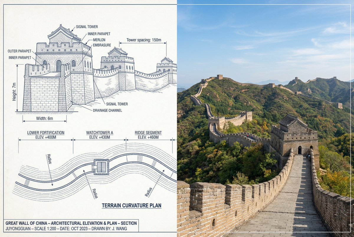 Great Wall of China Mixed Media Comparison - 1