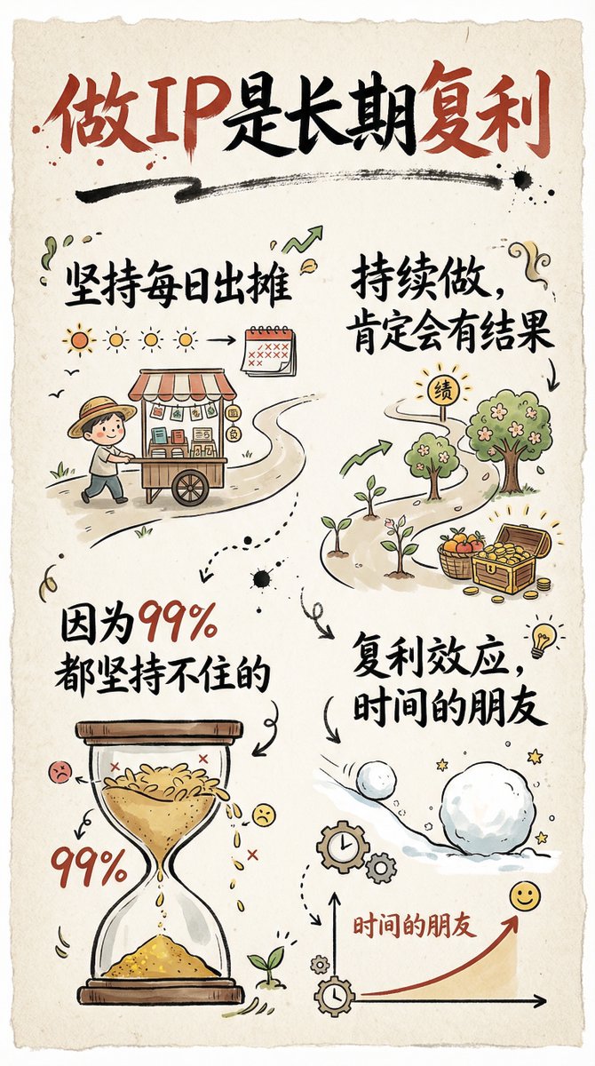 Hand-drawn infographic card about long-term IP building - 1