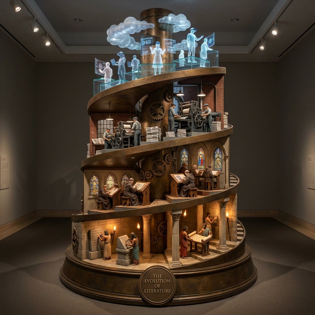 Helical Tower Sculpture Prompt for Visualizing Historical Evolution - 1