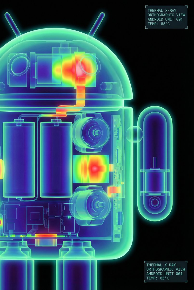 High-Contrast Thermal X-Ray Render of Android Robot - 1