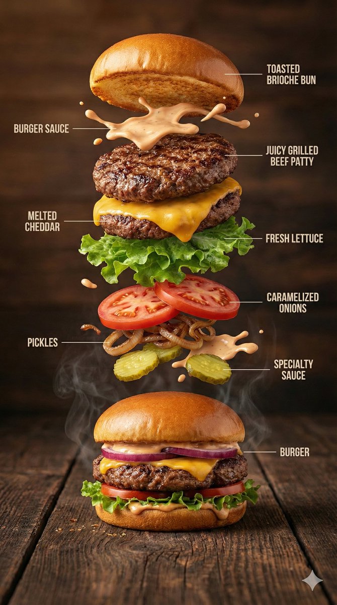 Hyper-Realistic Gourmet Burger Infographic - 1