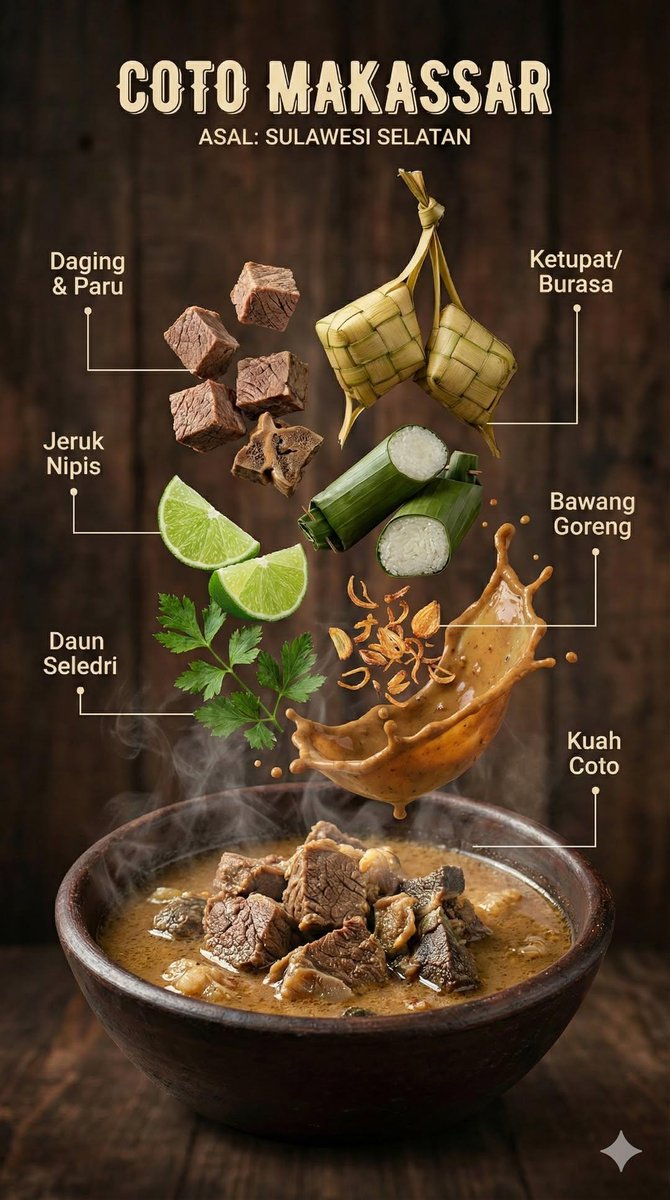 Hyper-realistic Indonesian Food Infographic Prompt - 1