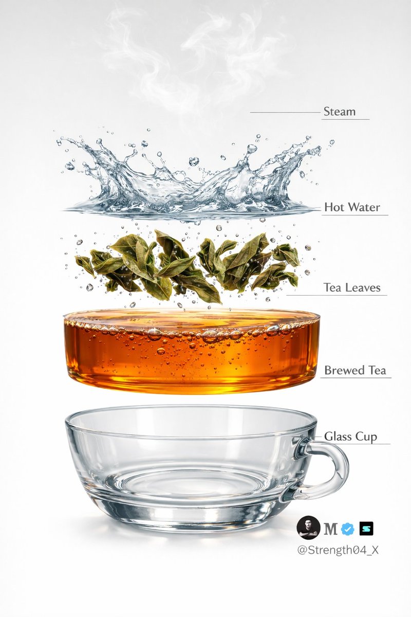 Hyper-realistic Tea Photography Prompts (Still Life and Exploded View) - 1