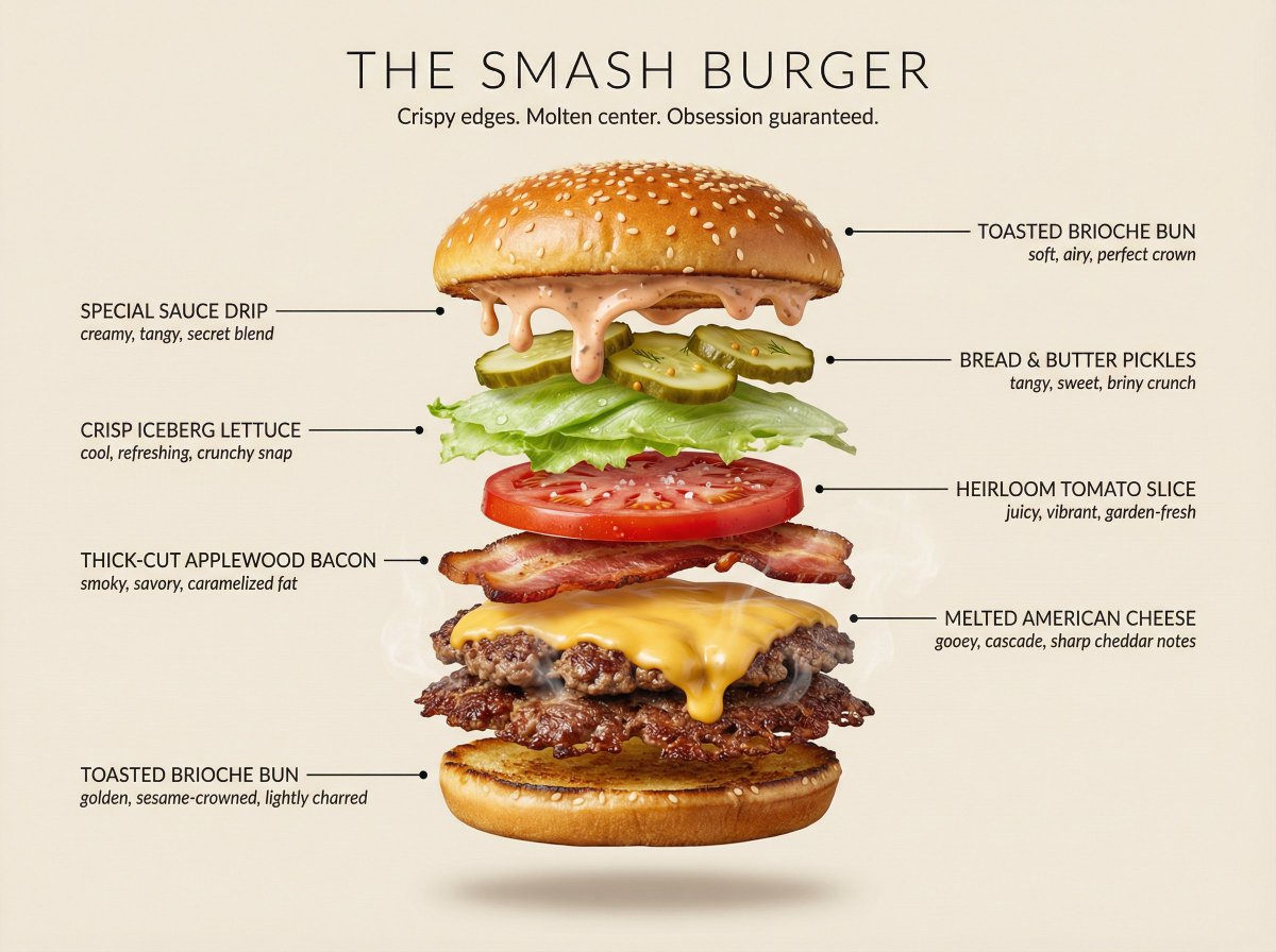 Hyperrealistic Exploded Ingredient Stack Diagram - 1