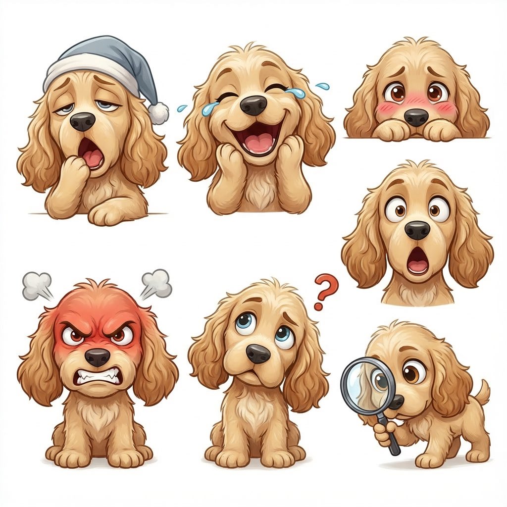 Kid-Friendly Emotion Illustrations (Cartoon Dog) - 1