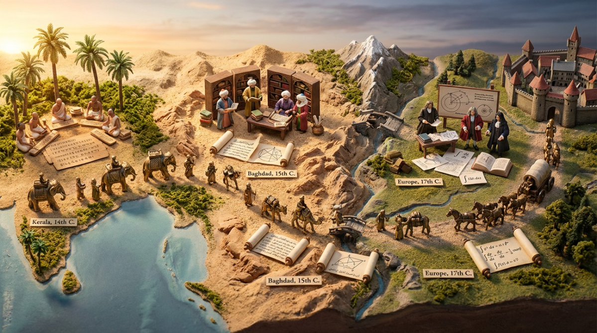 Miniature Diorama Prompt for Visualizing the Historical Journey of Calculus - 1