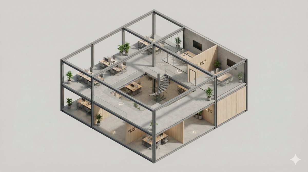 Minimalist 3D Isometric Architectural Diorama - 1