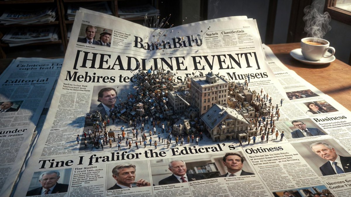 Newspaper Mid-Unfold Diorama Prompt - 1