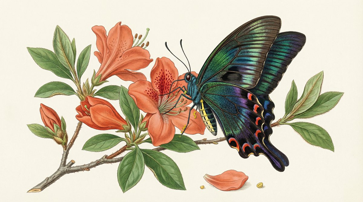 Precise Natural History Illustration Prompt: Chinese Peacock Butterfly - 1