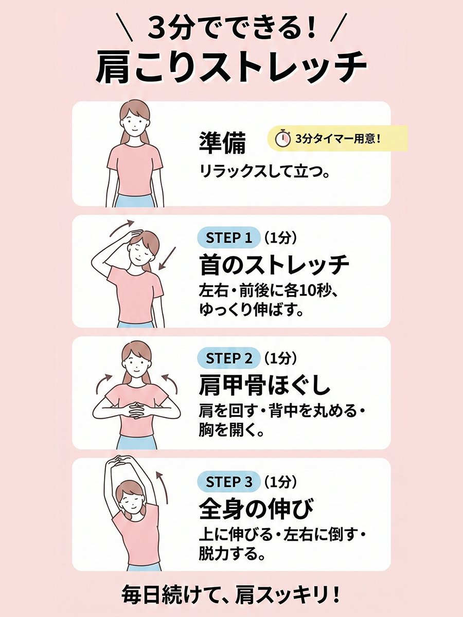 Shoulder-stretch infographic for neck and shoulder stiffness - 1