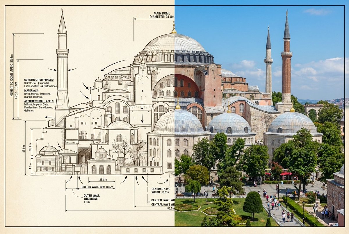Side-by-Side Architectural Comparison of Hagia Sophia - 1