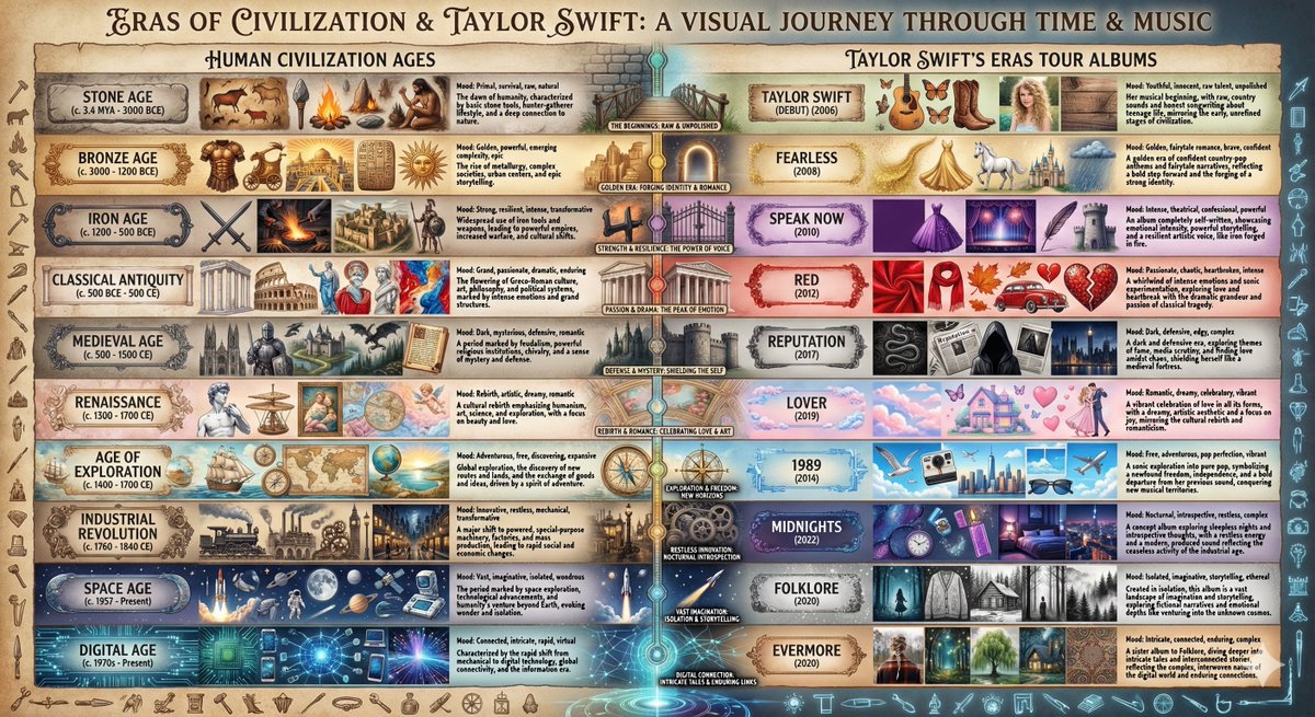 Taylor Swift Eras Tour vs. Human Civilization Ages Comparison - 1