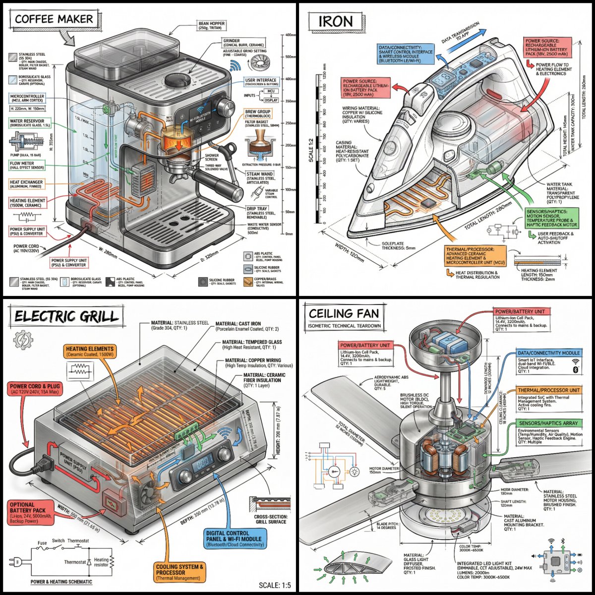 Technical Infographic of an Object with Isometric 3D View - 1