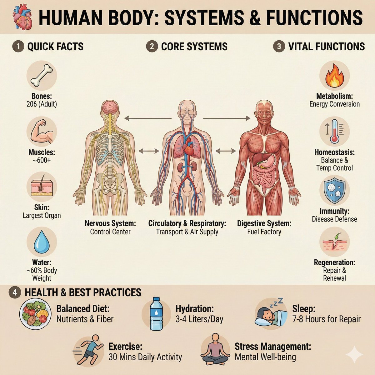 Ultra-Clean Anatomy Infographic Prompt - 1