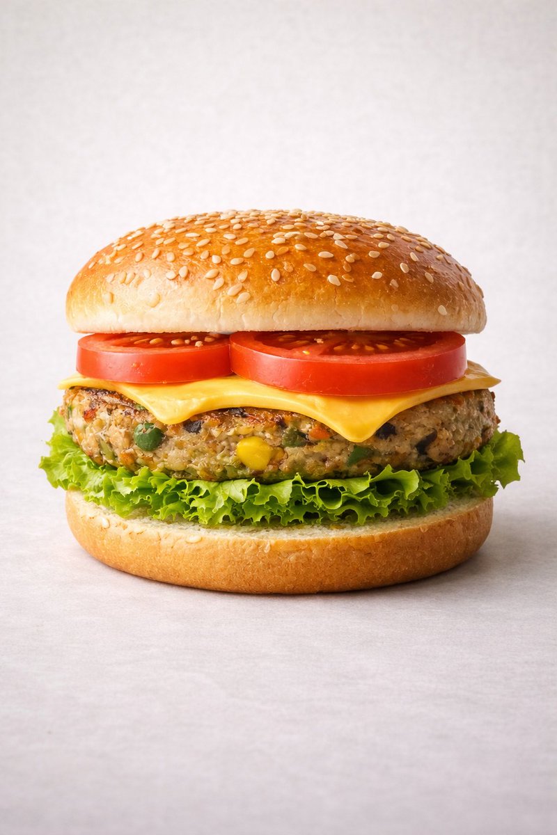 Ultra-realistic Commercial Veg Burger Photography and Exploded View - 1