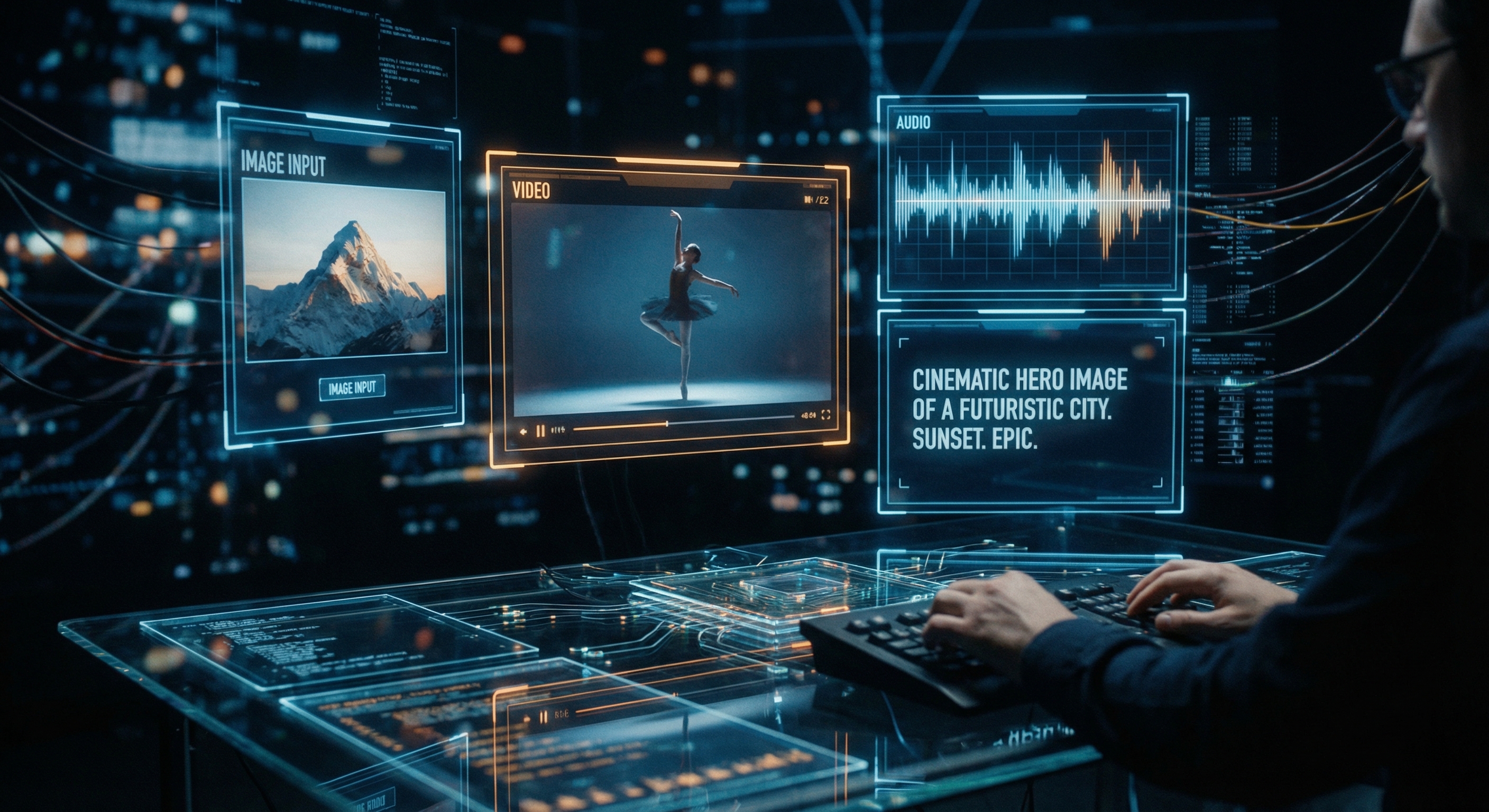 Seedance 2.0 multimodal AI video generation interface showing image, video, audio, and text inputs