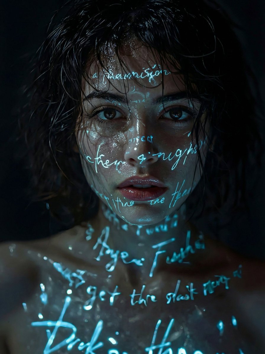 Cyber-Poetic Futuristic Noir Portrait
