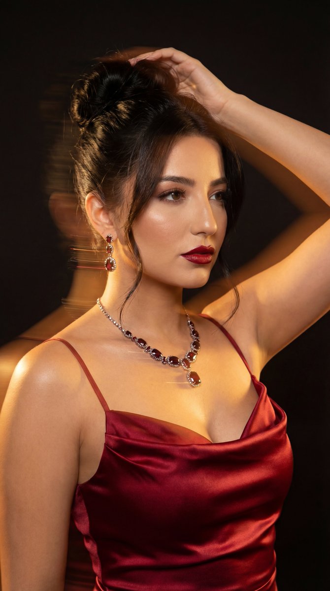Vogue-Style Cinematic Portrait in Red Satin (Duplicate)