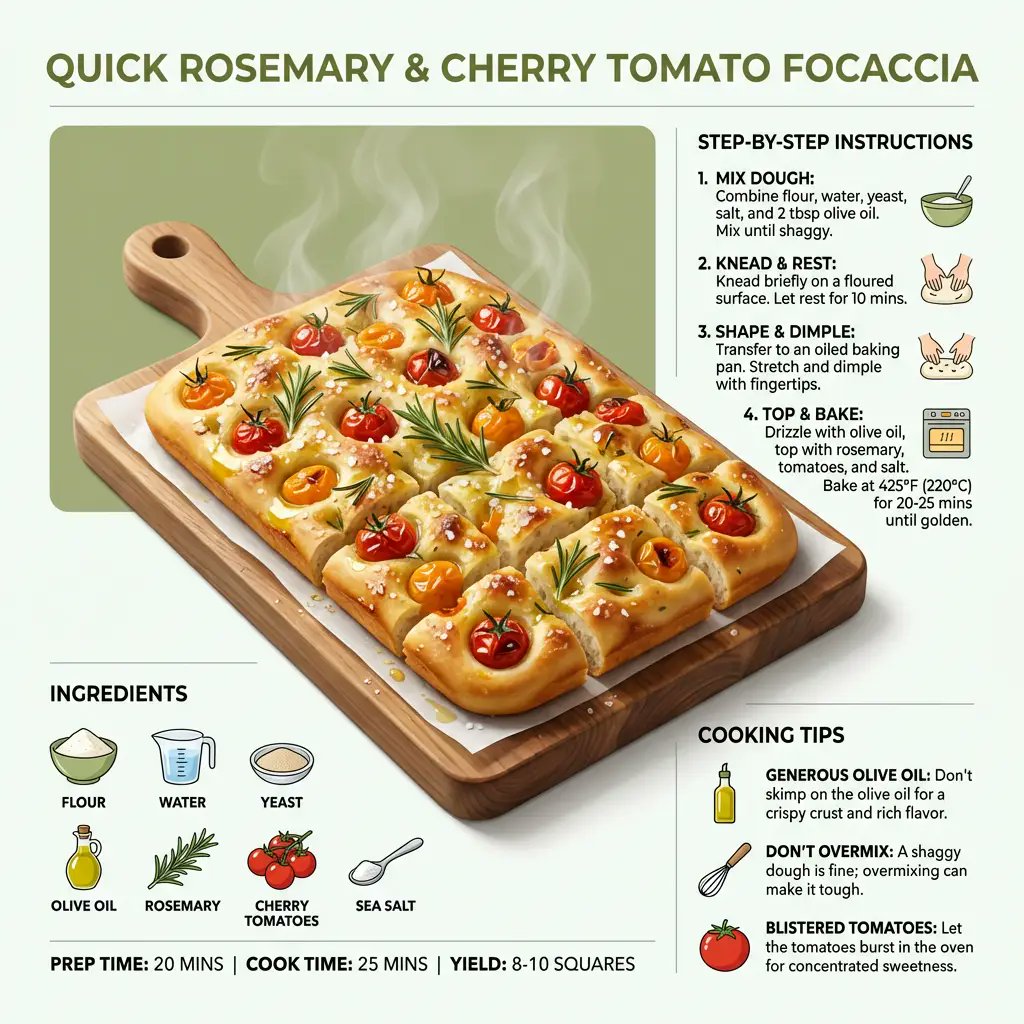 Ultra-Clean Modern Recipe Infographic for Focaccia