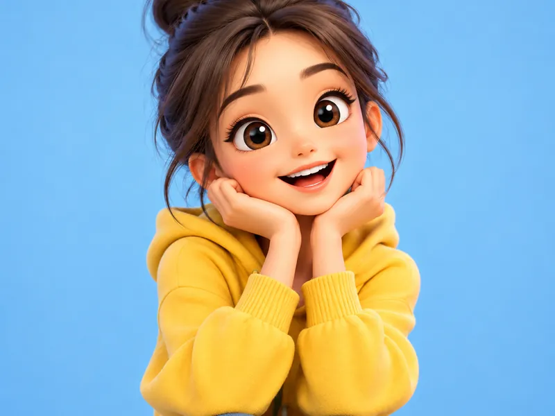 Cheerful cartoon character illustration with bold outlines and flat colour